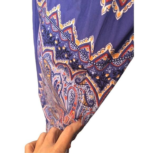 J Jill Dress A-Line Rayon Blue Red Bold Paisley and  Geometric Print Size SP - Picture 6 of 13